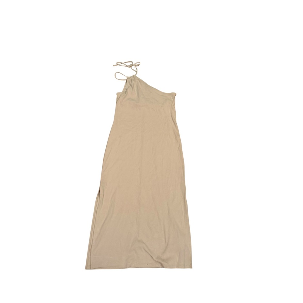 Sexy Old Navy Womens One Shoulder Ribbed Midi Dress Beige Tie Strap Large NWT‎